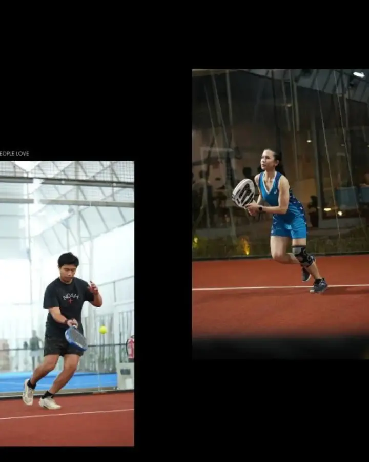 Players in action on the red court